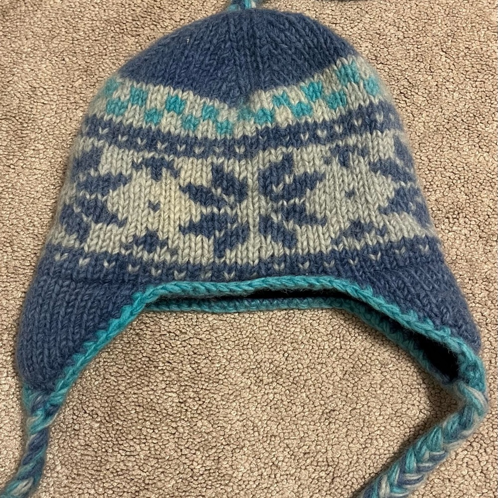 Kids Nordic Blue and Gray Knit Hat